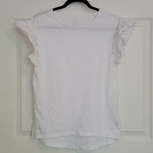 a new day Sleeveless White Shirt with Ruffles